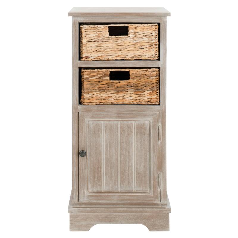 SAFAVIEH Golda Distressed Black Storage Cabinet - 15.9" x 11.8" x 35" - 16Wx12Dx35H - White Wash