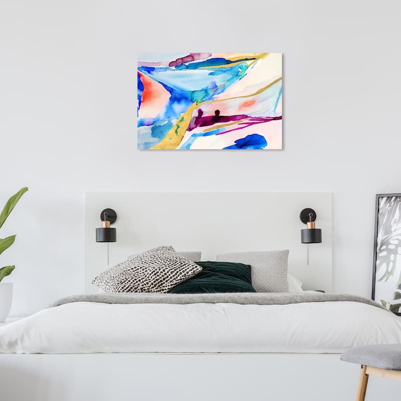 Wynwood Studio Canvas Abstract Flowing Shades Blue and Modern & Contemporary Wall Art Canvas Print - 24 x 36