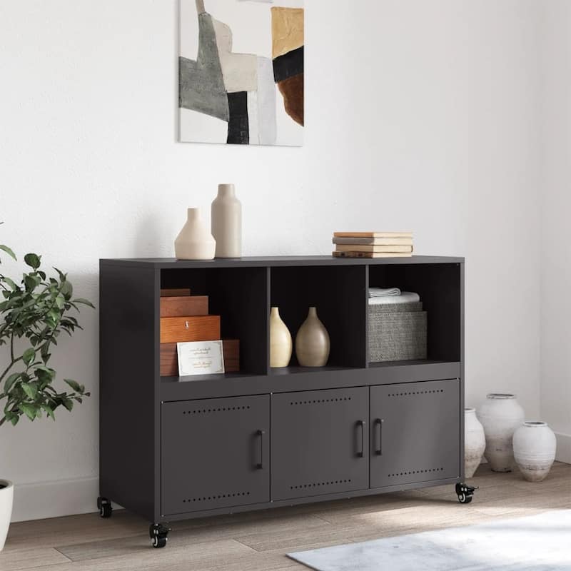 vidaXL Sideboard Black Cold-rolled steel Medium Cabinet Rectangular - 15.4 x 39.6 x 28.3