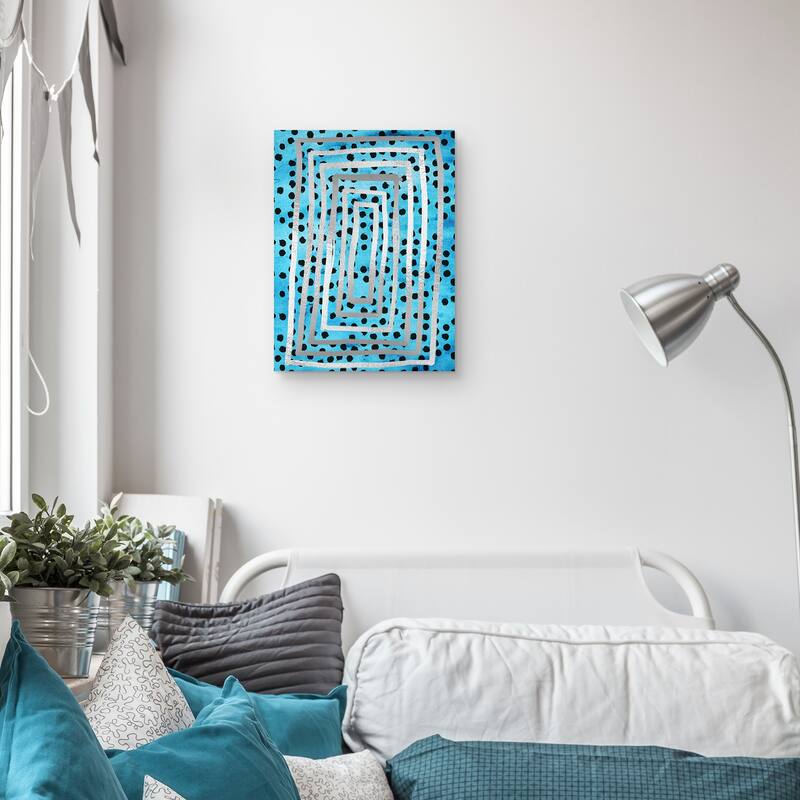 Dot Maze Blue Canvas Art Print