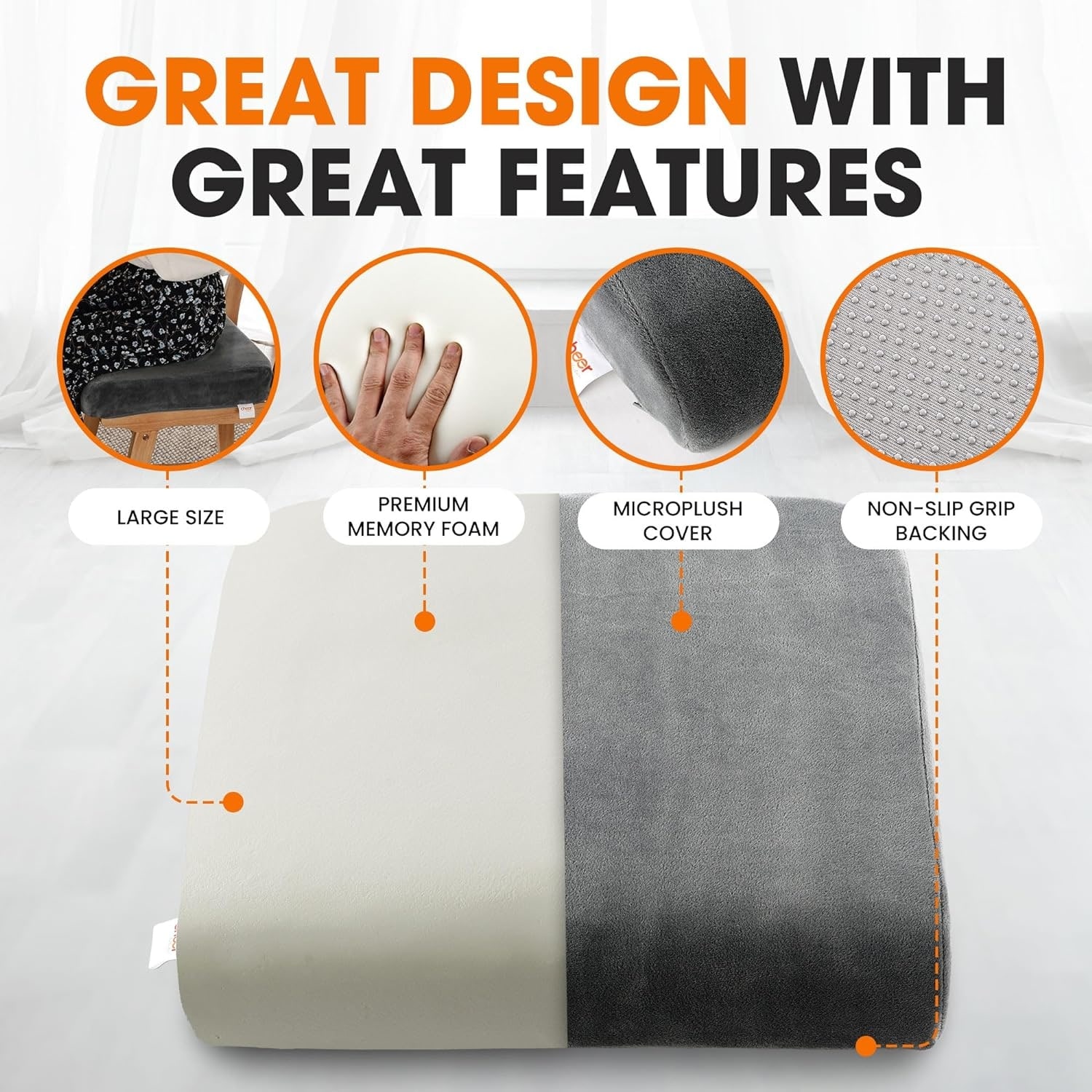 Shatex Memory Foam Lumbar Support Standard Pillow for Office