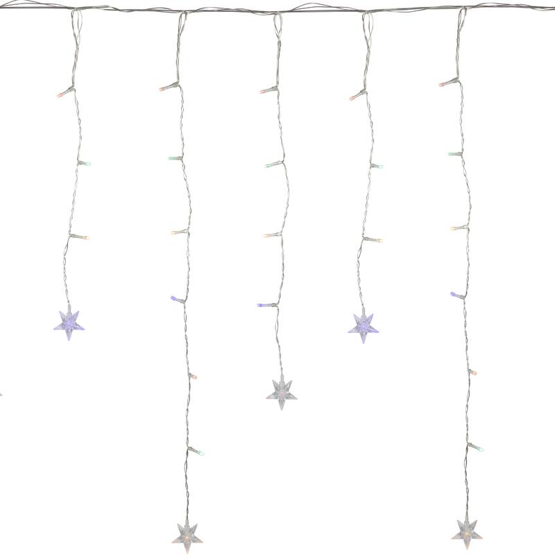 Christmas Stars Icicle Lights - 29.5' - Multi-Color LED Lights - Clear Wire - 400ct