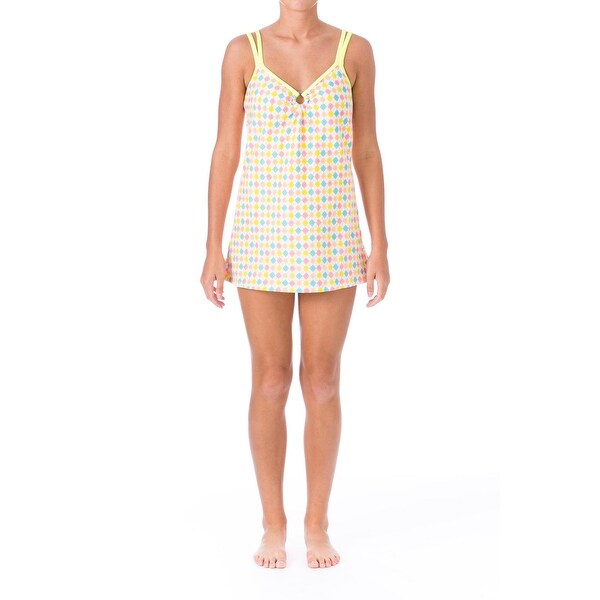 Mainstream Womens Printed V-Neck Swimdress