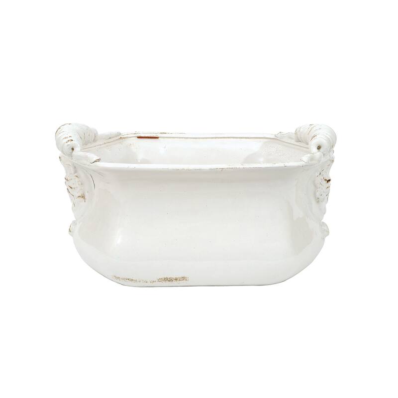 White Terracotta Cache Pot - White - White