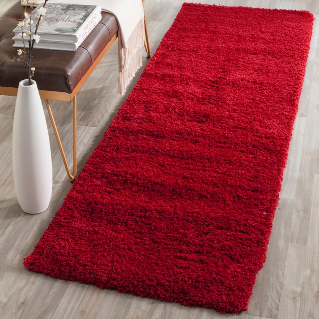 SAFAVIEH Laguna Shag Verdiana Solid Color 2-inch Thick Shag Rug - 2'3" x 8' Runner - Red