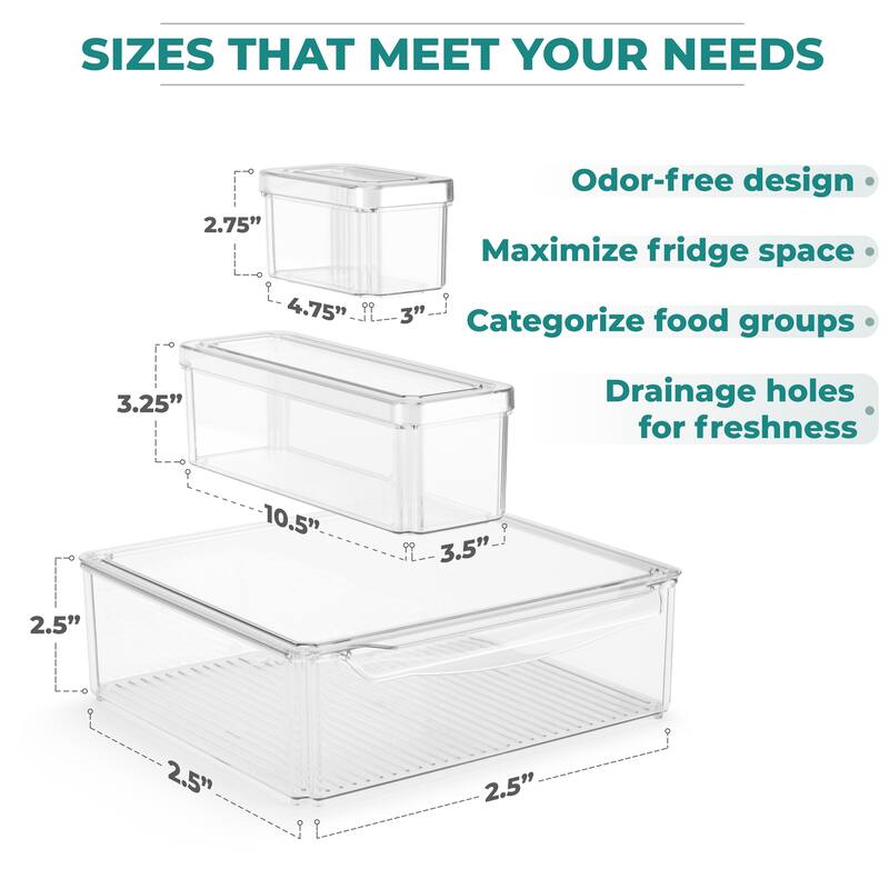 Sorbus Stackable Refrigerator Storage Bins with Lids and Handle Kitchen Pantry Storage Organizer - 10 Pack