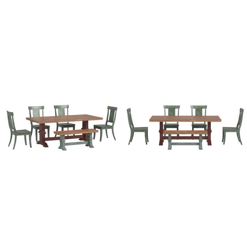 Ronda 78.7" Rectangular Solid Wood Top Dining Set with Panel Back Chairs