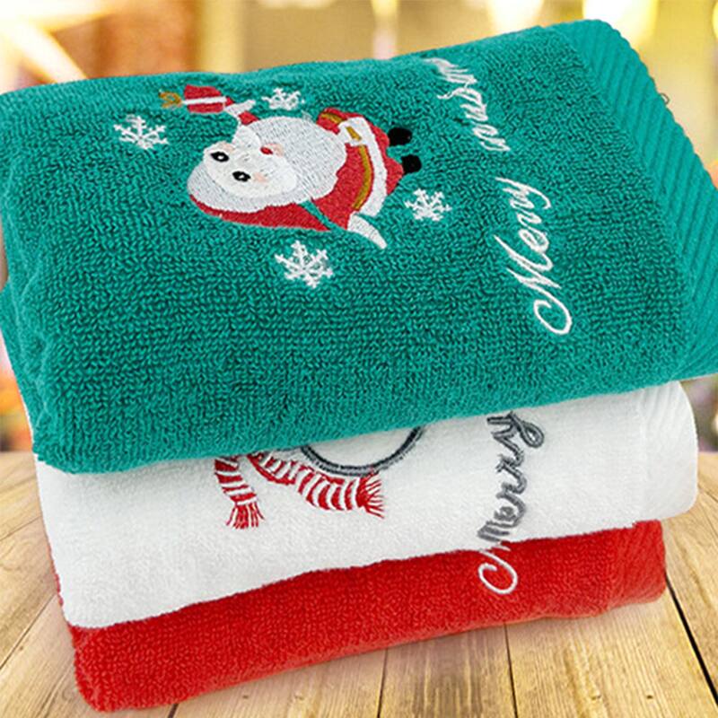 Christmas Cotton Hand Towels, Cute Letter Print Bathroom Decorative Hand Towel Set, Absorbent Soft Towel for Hand Face