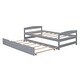 preview thumbnail 12 of 22, Twin Platform Bed with Trundle, Grey, Solid Wood Frame, No Box Spring Needed