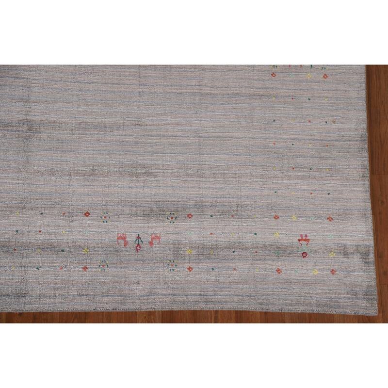 Tribal Beige Gabbeh Oriental Area Rug Handmade Wool Carpet - 8'1"x 9'9"