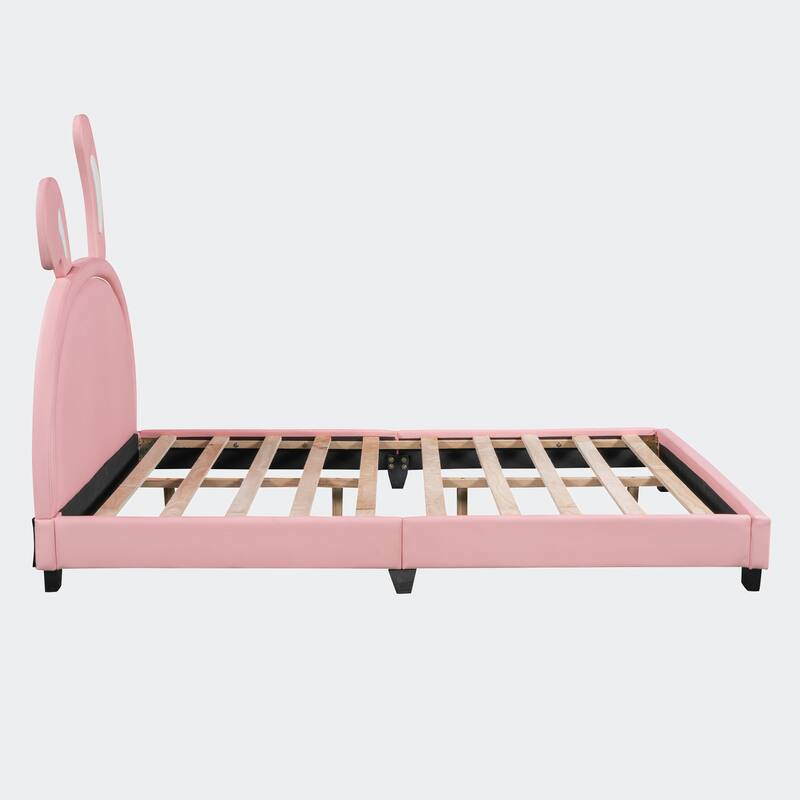 Full Size Upholstered Leather Platform Bed