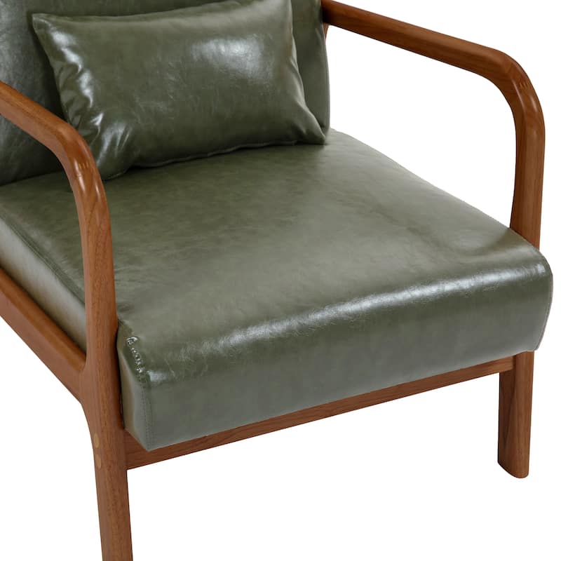 Mid Century Solid Wood Upholstered Accent Chair