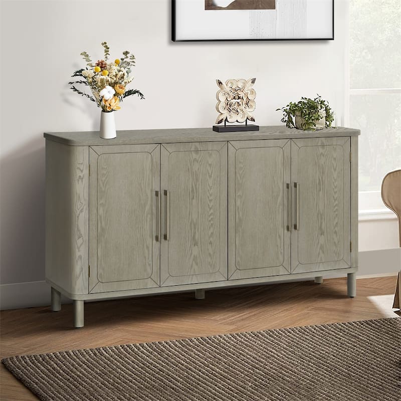 Four Door Storage Cabinet with Curved Countertop