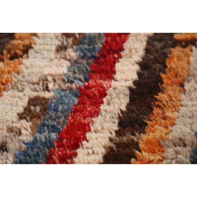 Chevron Style Moroccan Oriental Runner Rug Handmade Wool Carpet - 2'11" x 9'6"