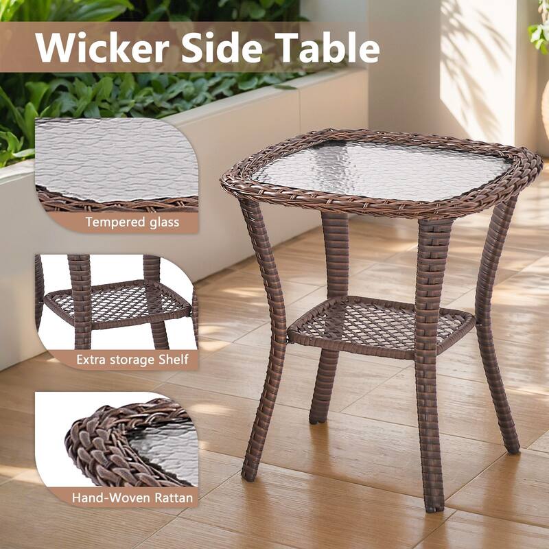 Artisan 8-Piece Patio Brown Wicker Sofa Conversation Set with 6-Inch Thick Cushions