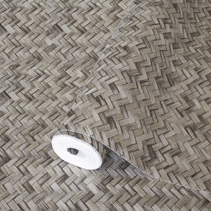 Braided Geometric Pattern Jute Basket Weave Chevron Wallpaper