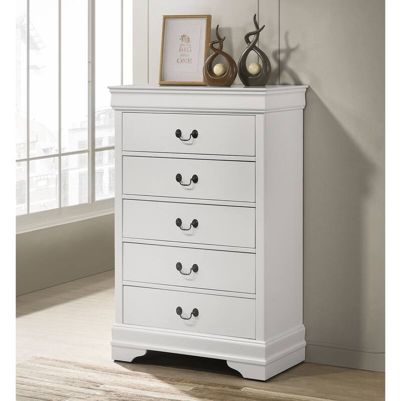 5-drawer Wooden Chest with Bracket Legs in White