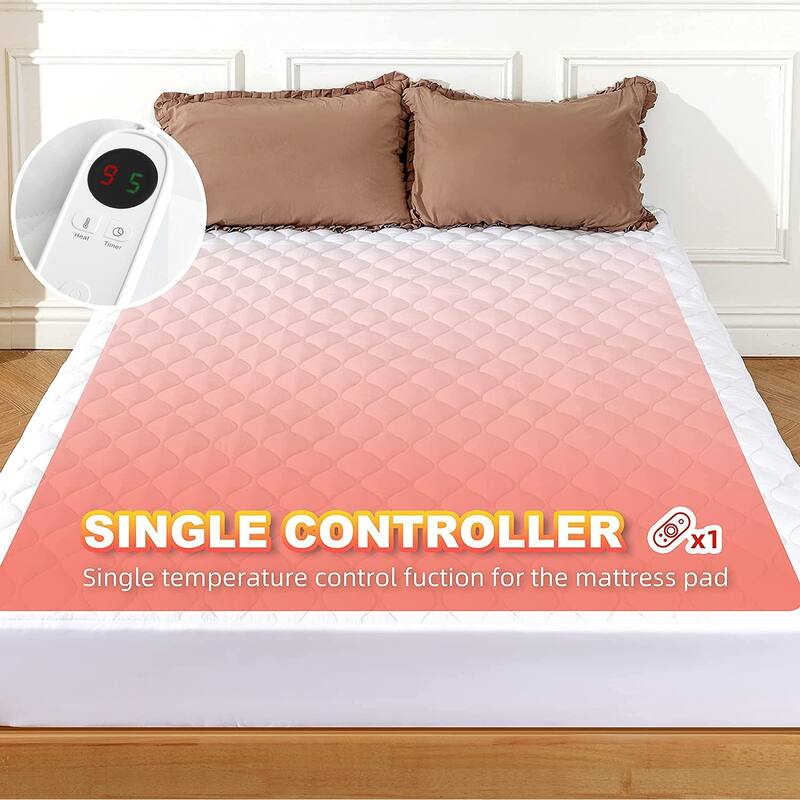 Temperature Regulating Quilted Electric Heated Mattress Pad