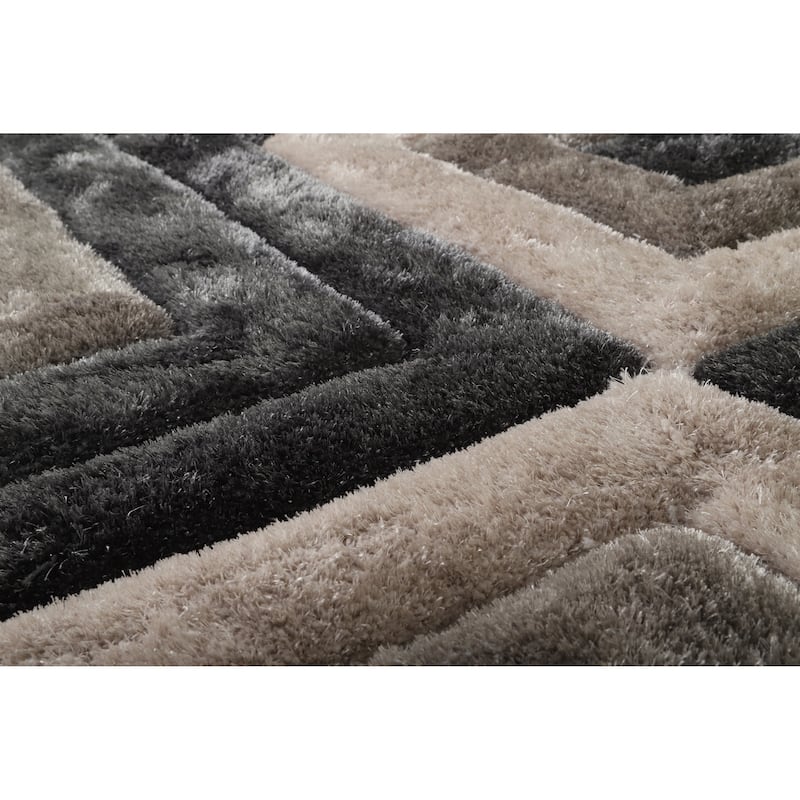 Mateos Shag Collection Geometric Area Rug