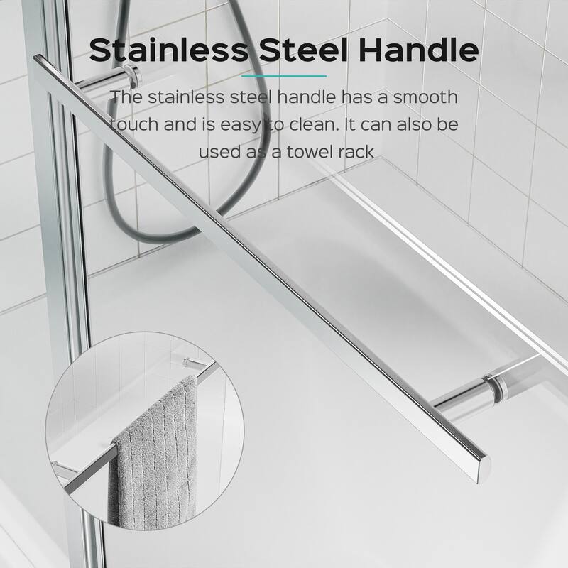 Topcraft 43“ W * 58” H Tempered Glass Frameless Shower Door