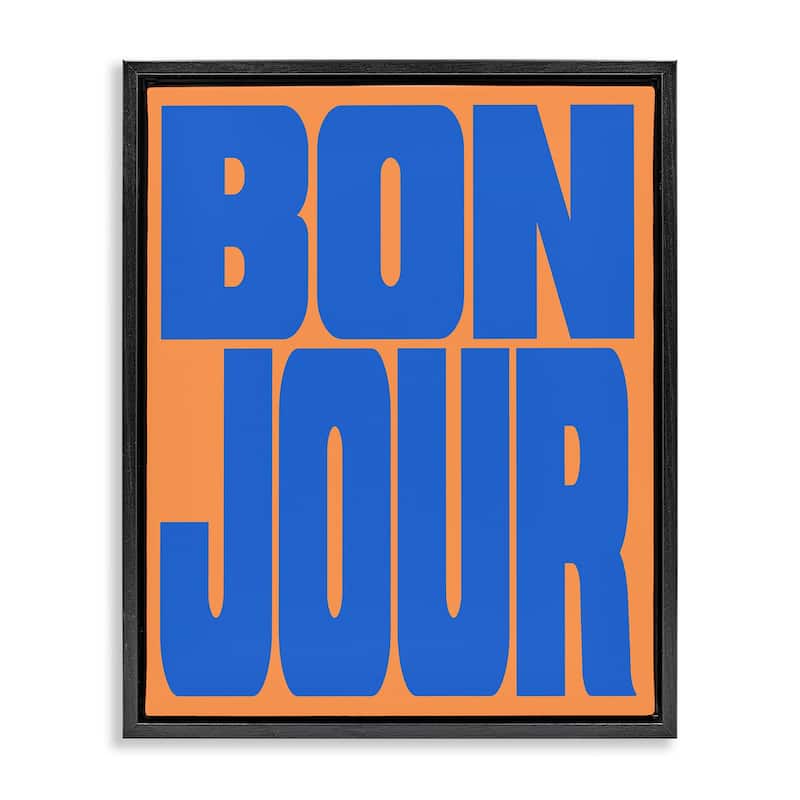 Stupell Bonjour Blue & Orange Framed Floater Canvas Wall Art Design By House of Lulu - 25 x 31 - Black
