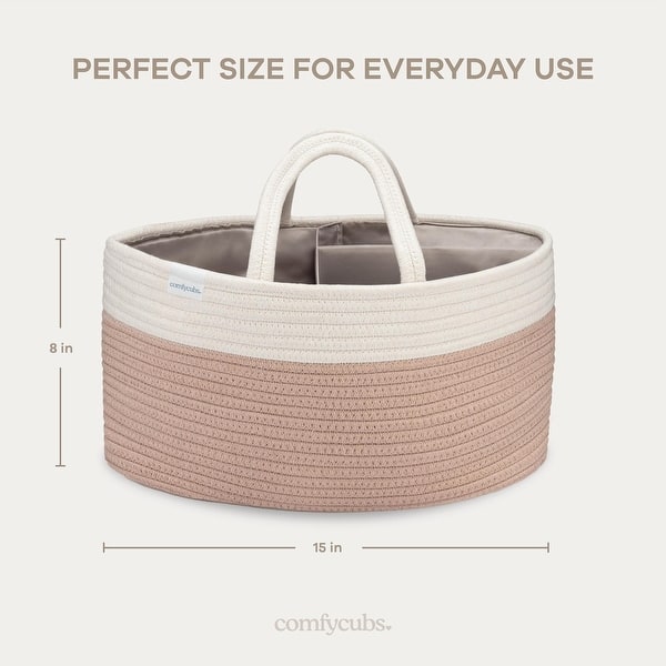 dimension image slide 3 of 4, Large Portable Baby Diaper Caddy Organizer Nursery Storage Bin and Car Travel Basket by Comfy Cubs