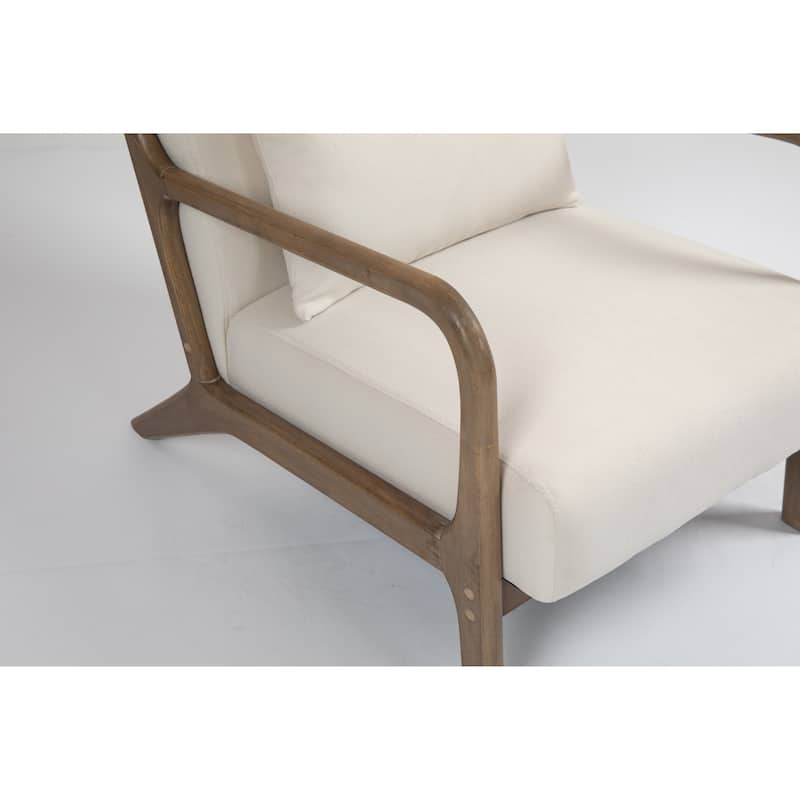 White+Oak Velvet Modern Upholstered Accent Chair with Natural Wooden Frame for Living Room