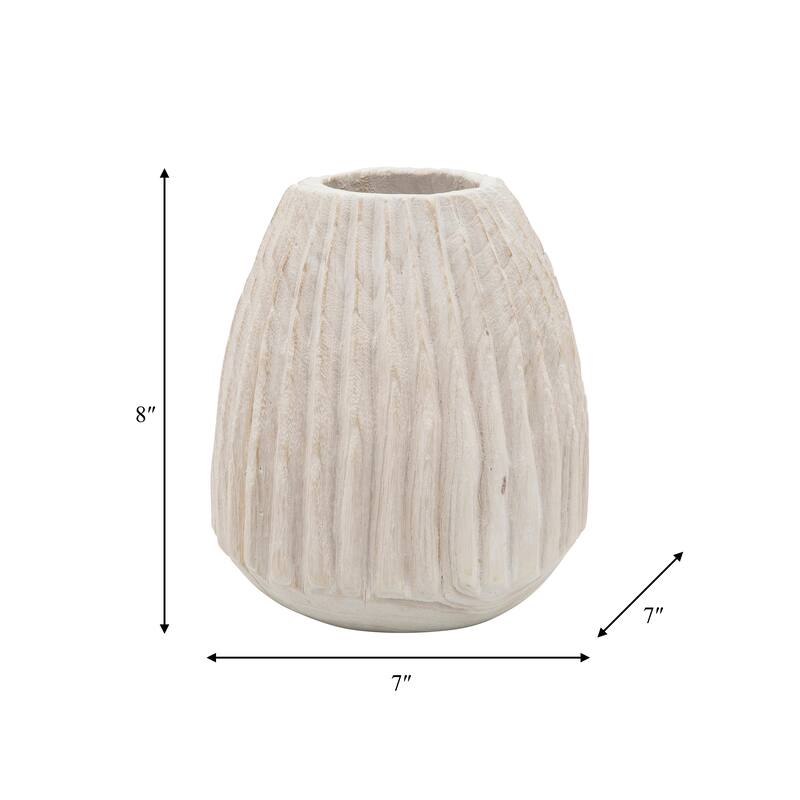 Sagebrook Home 8-inch Modern Ridge Wooden Vase - A Rustic Yet Sleek Decorative Accent for Home or Office