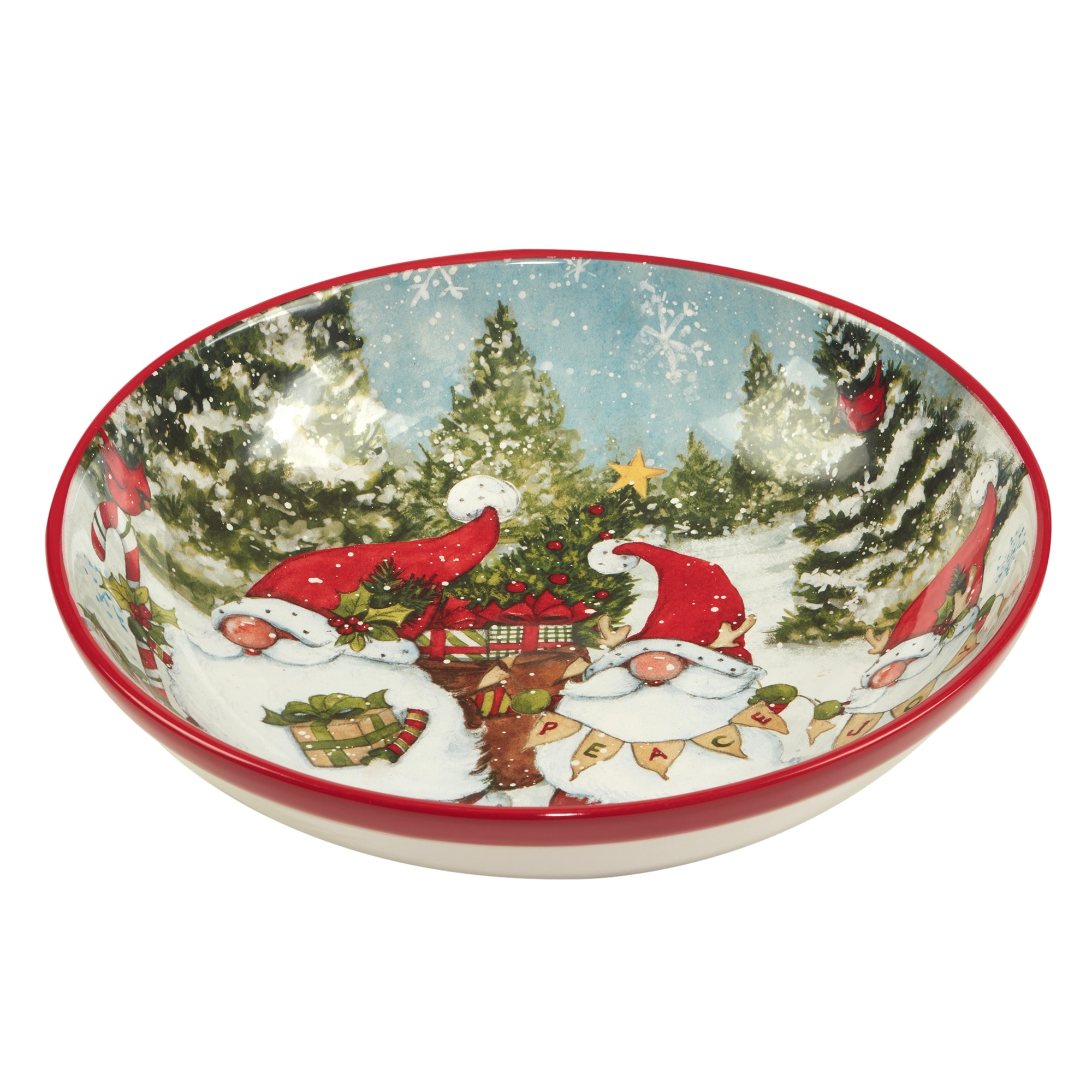 Certified International Christmas Gnomes Serving/Pasta Bowl 13" x 3", 128 oz. - 13" x 3"