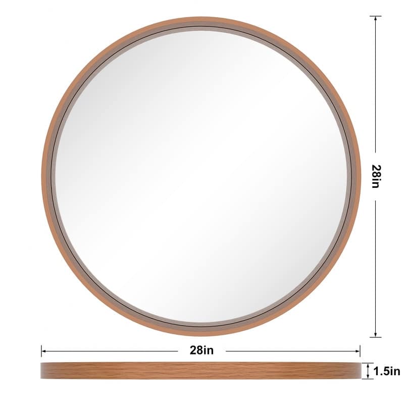 Classic Wooden Frame Farmhouse Round Wall Mirror