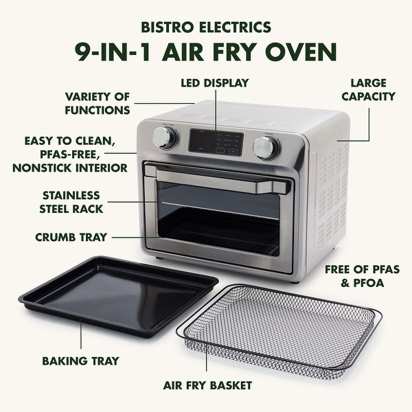 GreenPan Bistro Stainless Steel 9-in-1 Air Fry Oven, PFAS-Free