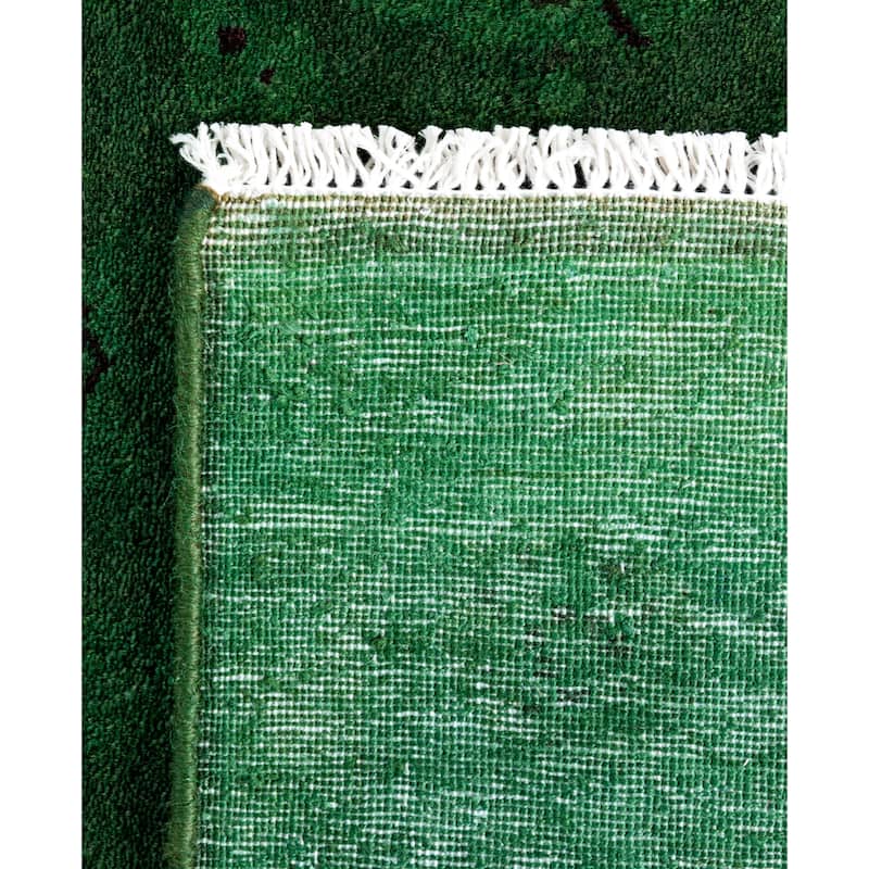 Overdyed One-of-a-Kind Hand-Knotted Area Rug - Green - 3' 1" x 13' 0"