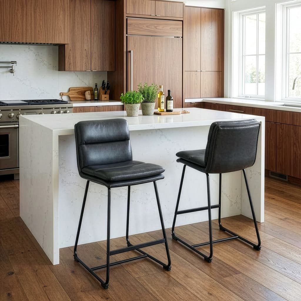 Set of 2 Aulani Upholstered Metal Frame Counter Stool