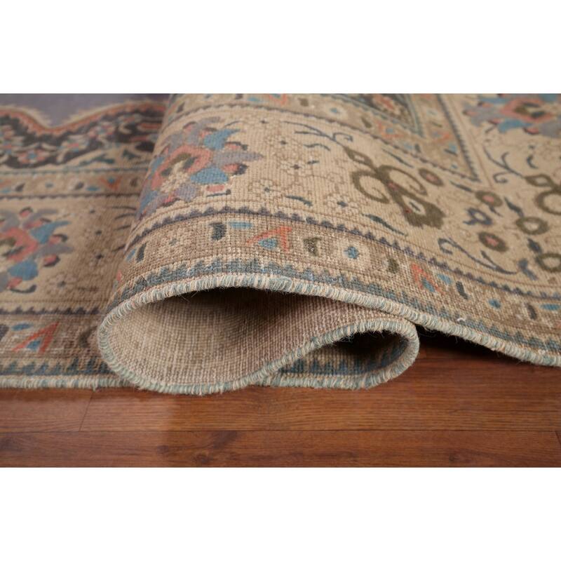 Purple Tabriz Vintage Persian Rug Handmade Wool Carpet - 9'8" x 12'8"