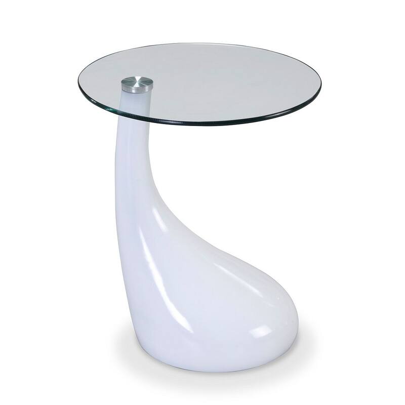 Manhattan Comfort Lava 19.7 in. Glass Top Accent Table