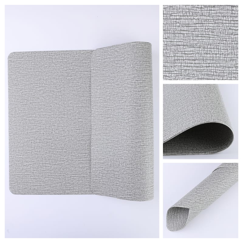 Solid Placemats Set of 6 PVC Placemats for Kitchen Dining Table Decor Table Placemats Wipeable Table Mat - 18*12in - Gray