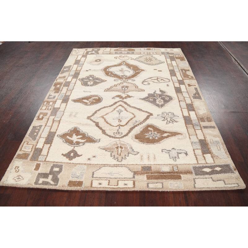 Abstract Modern Oriental Moroccan Area Rug Hand-knotted Wool Carpet - 5'5" x 7'2"