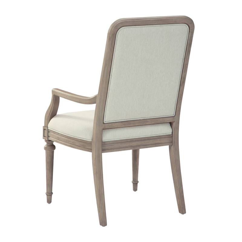 Driftwood and Ivory Upholstered Dining Arm Chair