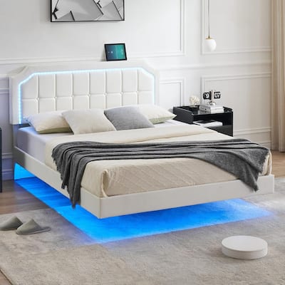 Bed Frame with Upholstered Adjustable Headboard