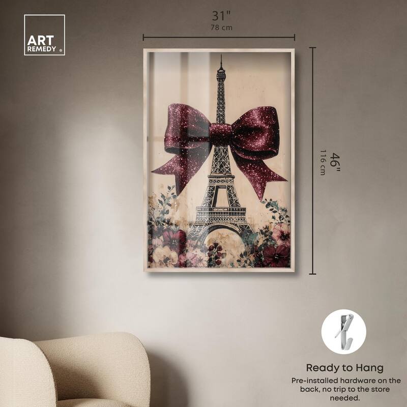 Sparkling Bow Eiffel Tower Shadowbox by Art Remedy