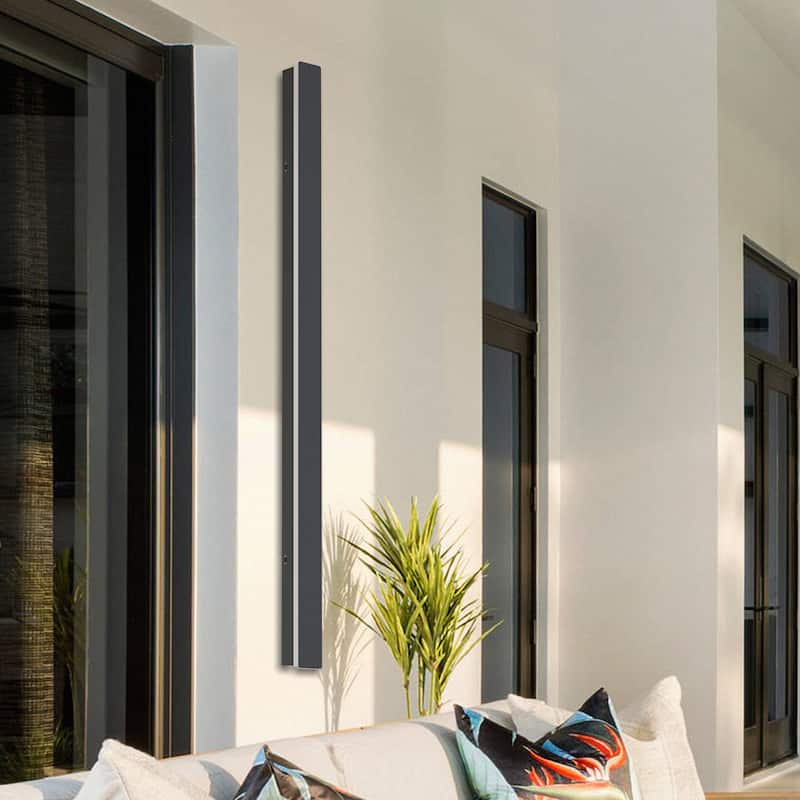 YANSUN 20W Outdoor Wall Light, Waterproof IP67,Warm White 3000K LED, Long Rectangular Outdoor Sconce for Patio, Garden, Porch