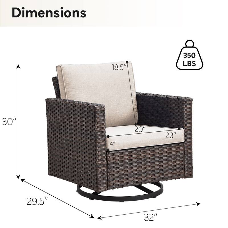 Pocassy Glider Chairs PE Wicker Swivel Chairs Set of 4