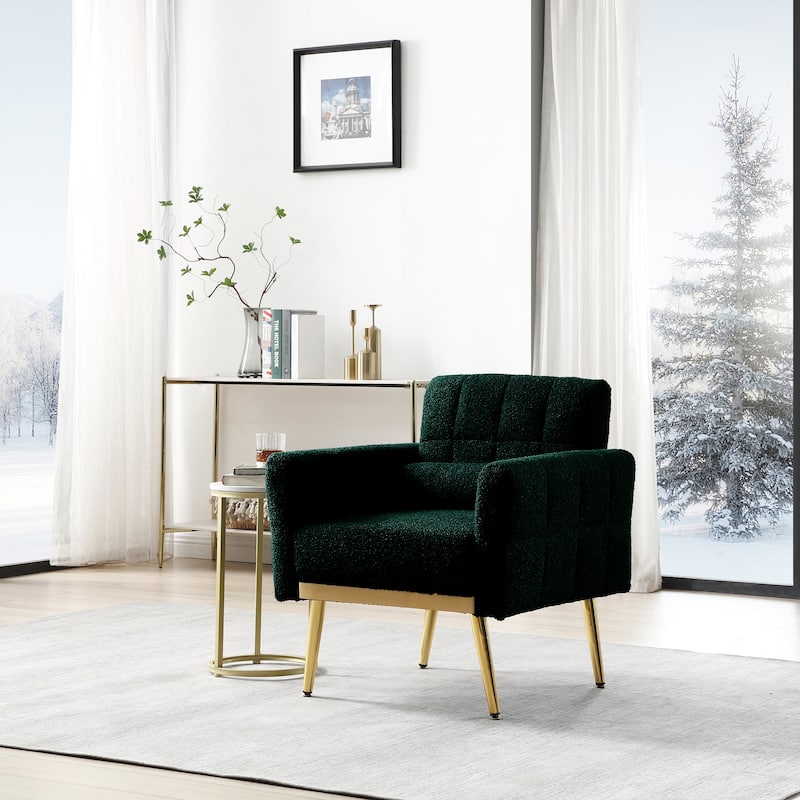 Accent Chair Modern Teddy Comfy Chair with Golden Metal Legs Lounge ...