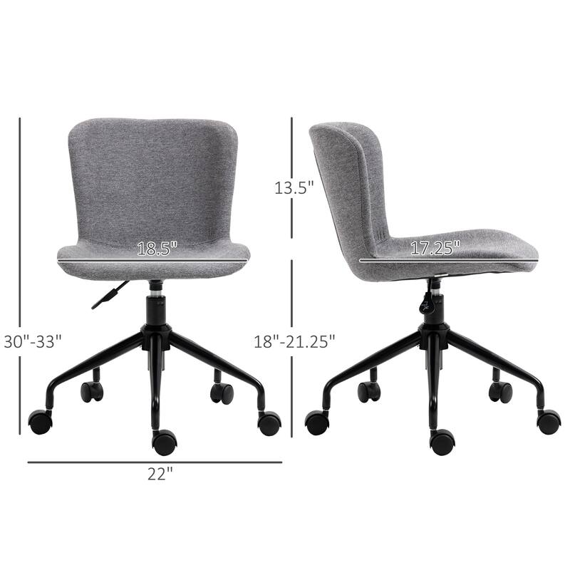 Vinsetto Home Office Chair, Swivel Task Chair with Adjustable Height, Armless