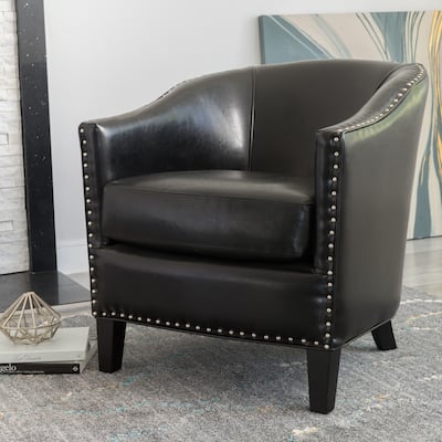 Austin Black Bonded Leather Club Chair by Christopher Knight Home