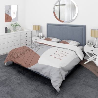 Designart 'Be Patient Be Kind Be Loving Be Patient' Modern Duvet Cover Comforter Set