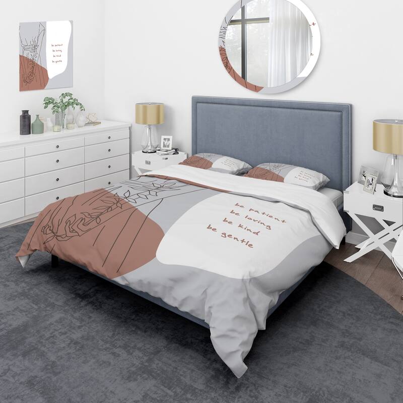 Designart 'Be Patient Be Kind Be Loving Be Patient' Modern Duvet Cover Set