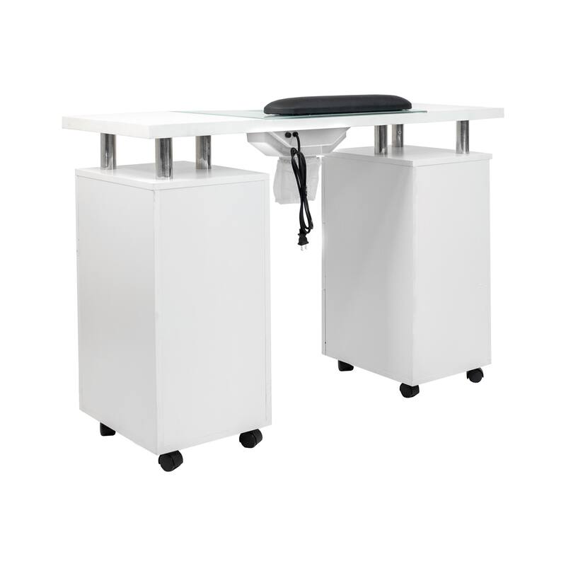 Manicure Table GLASGLOW WHITE Salon Nail Table Salon Furniture - N/A