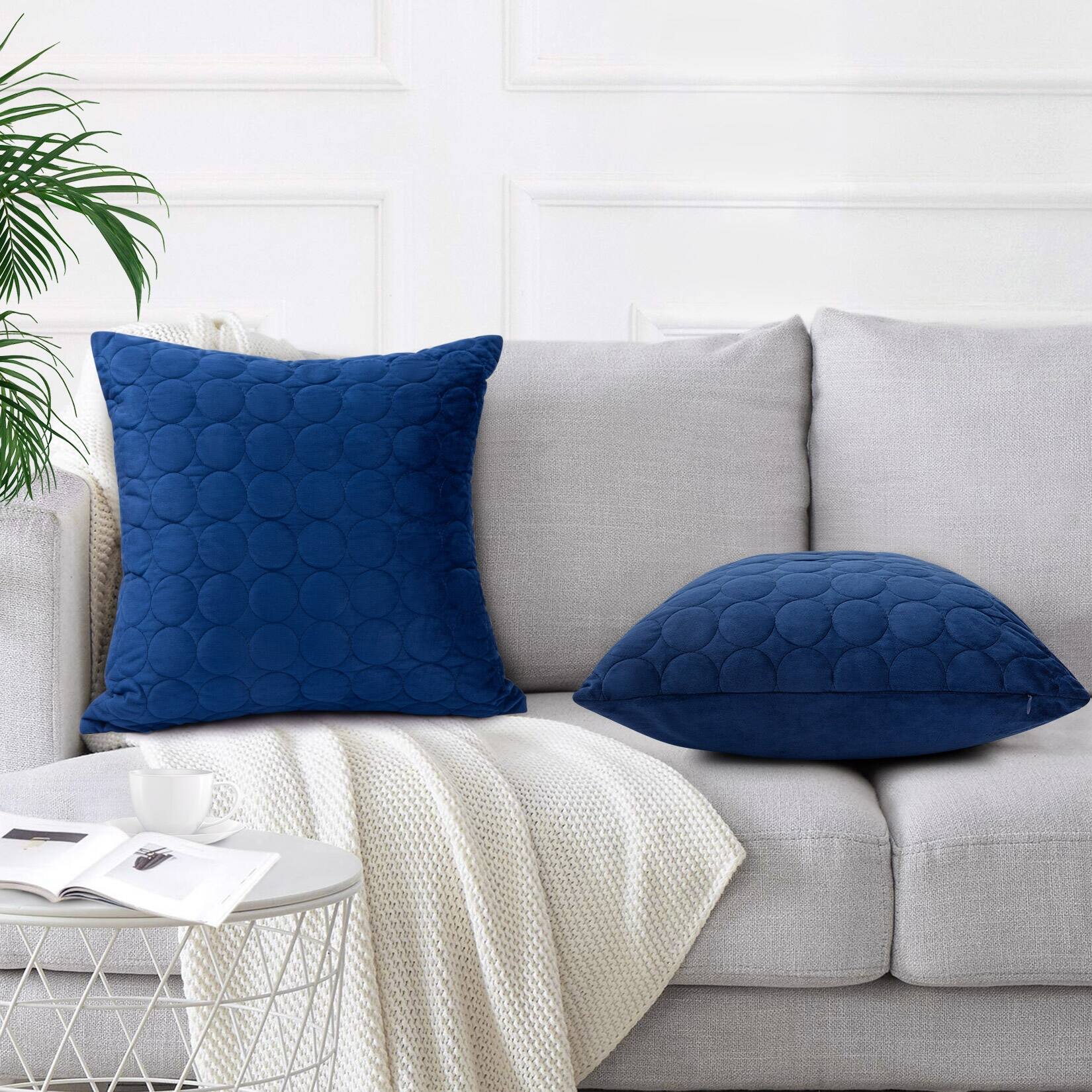 Velvet Quilted Throw Pillow Cover, Boho Decorative Pillow Cases for