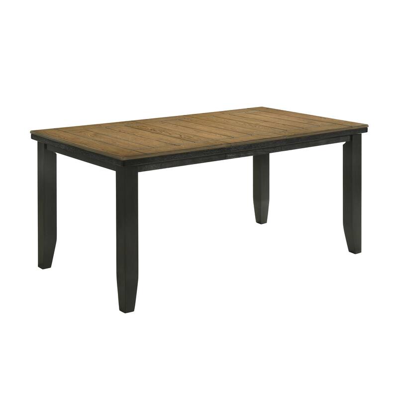 1pc Contemporary Style Dining Rectangular Table with18" Leaf Tapered Block Feet Wheat Charcoal Finish Dining Room Solid